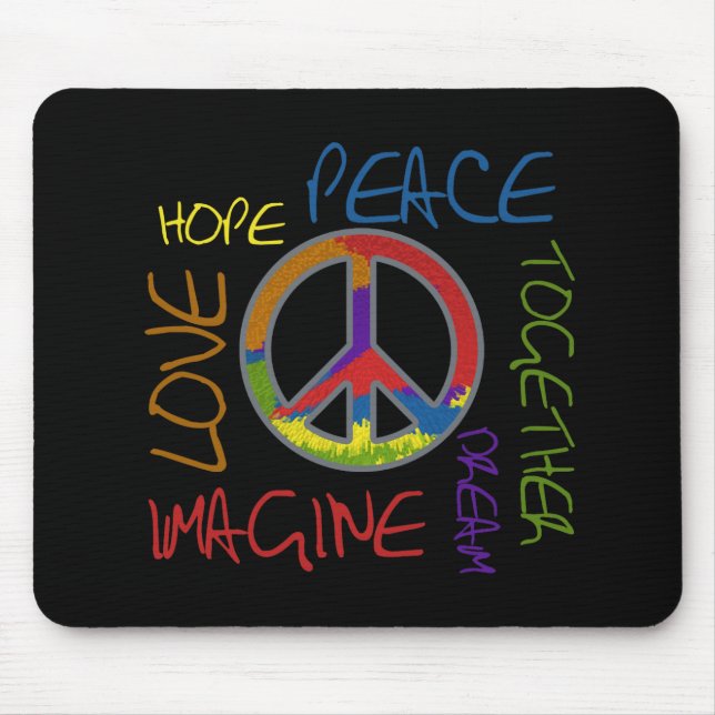 Retro Peace Mouse Mat (Front)