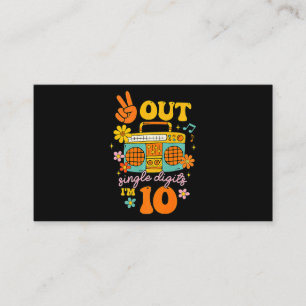 Retro Peace Out Single Digits Im 10 Year Old 10th Business Card