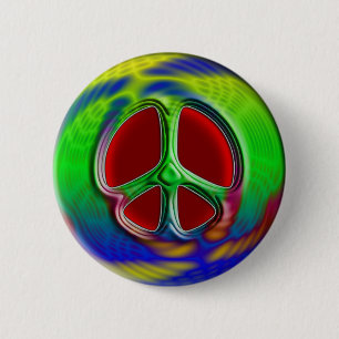 RETRO PEACE SIGN 6 CM ROUND BADGE