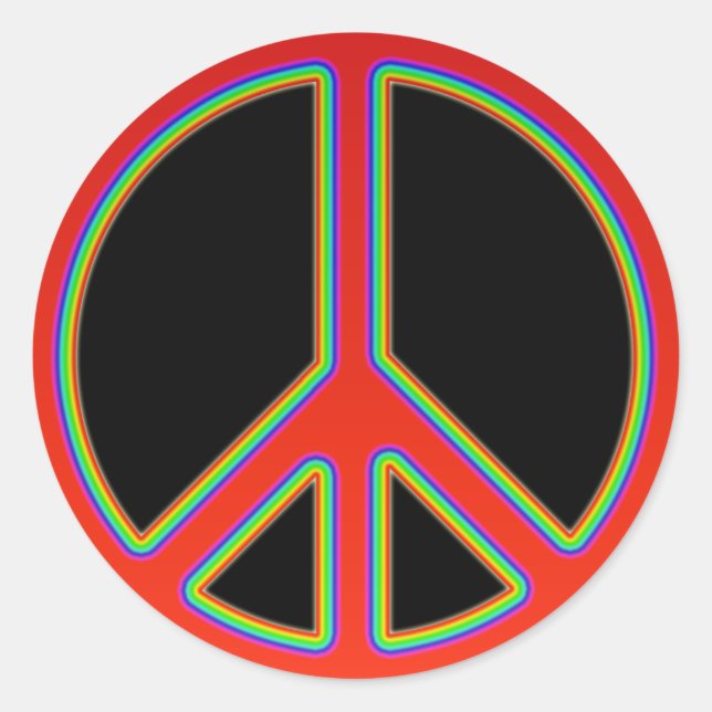 RETRO PEACE SIGN CLASSIC ROUND STICKER (Front)