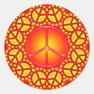 RETRO PEACE SIGN CLASSIC ROUND STICKER
