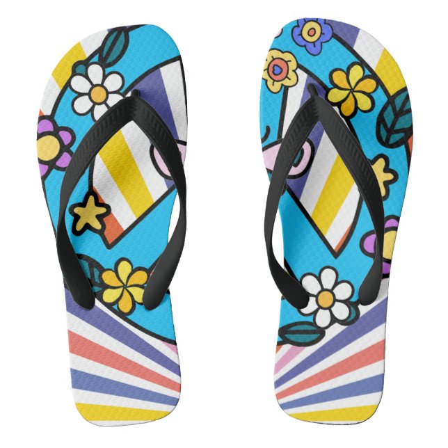 Retro Peace Sign Flip Flops (Footbed)