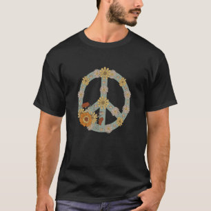 Retro Peace Sign Hippie Floral Groovy Peace 70s Fl T-Shirt