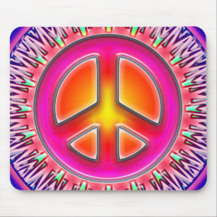 RETRO PEACE SIGN ORNAMENT MOUSE MAT