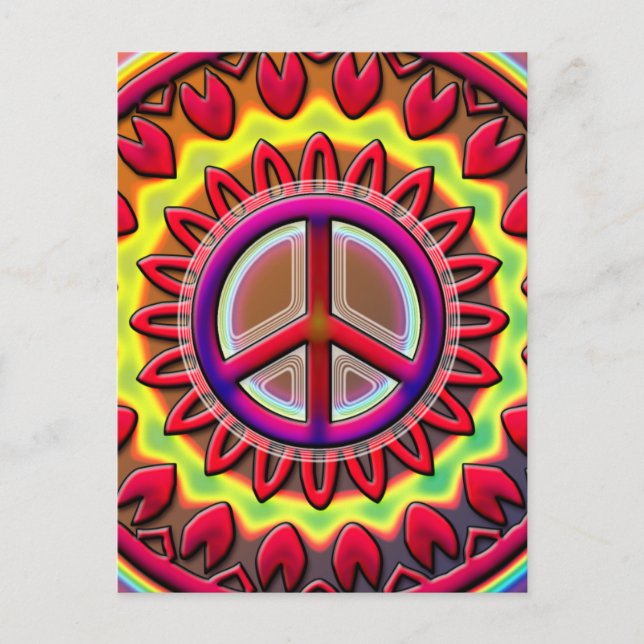 RETRO PEACE SIGN POSTCARD (Front)
