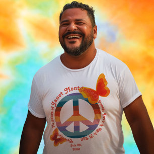 Retro Peace Sign Psychedelic Butterfly Birthday  T-Shirt