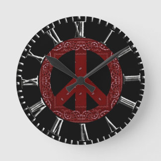 Retro Peace Sign Round Clock