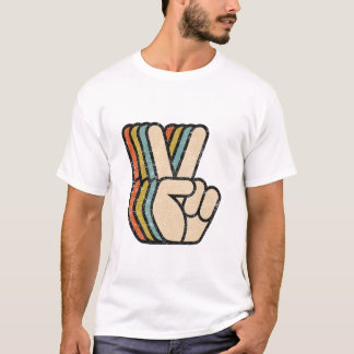 Retro Peace Sign V Fingers T-Shirt