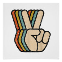 Retro Peace Sign V Fingers Vintage 60s 70s 80s Coo