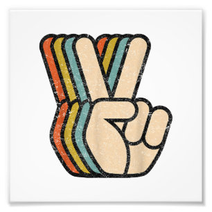 Retro Peace Sign V Fingers Vintage 60s 70s 80s Coo