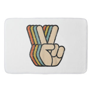 Retro Peace Sign V Fingers Vintage 60s 70s 80s Coo Bath Mat