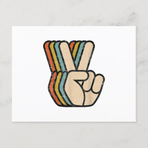 Retro Peace Sign V Fingers Vintage 60s 70s 80s Coo Enclosure Card