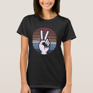 Retro Peace Sign V Fingers Vintage 60s 70s 80s Coo T-Shirt