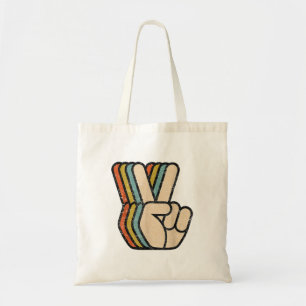 Retro Peace Sign V Fingers Vintage 60s 70s 80s Coo Tote Bag