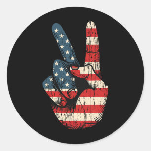 Retro Peace Sign Vintage 60's 70's Hippie Classic Round Sticker