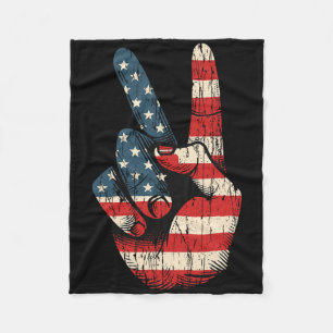 Retro Peace Sign Vintage 60's 70's Hippie Fleece Blanket
