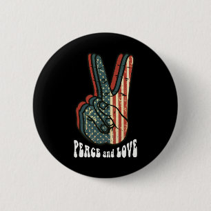 Retro Peace Sign Vintage 60's 70's Hippie Gift 6 Cm Round Badge