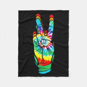 Retro Peace Sign Vintage Tie Dye 60's 70's Hipe Fu Fleece Blanket
