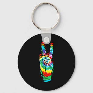 Retro Peace Sign Vintage Tie Dye 60's 70's Hipe Fu Key Ring