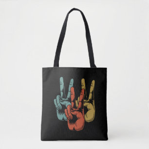 Retro Peace Vintage 60's 70's Hippie Tote Bag