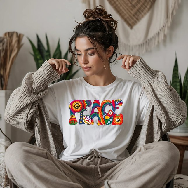 Retro Peace Word T-Shirt (Creator Uploaded)