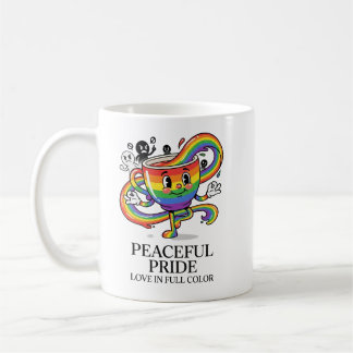 Retro Peaceful Pride Rainbow Coffee Cup T-Shirt