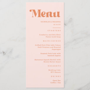 Retro Peach and Cream Wedding Menu