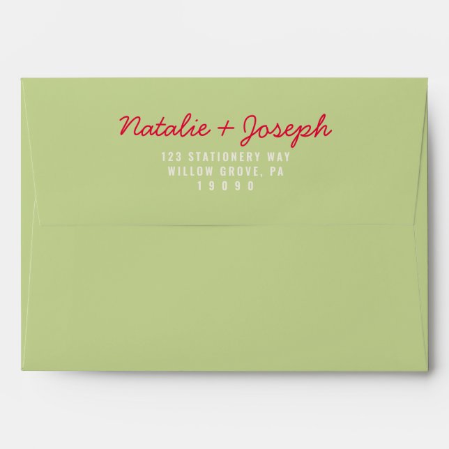 Retro Peach Bright Fun Calligraphy Wedding Envelope (Back (Top Flap))