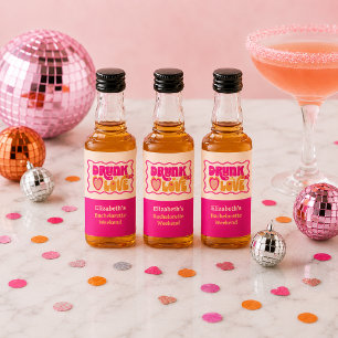 Retro Peach Drunk in Love Bachelorette Weekend Liquor Bottle Label