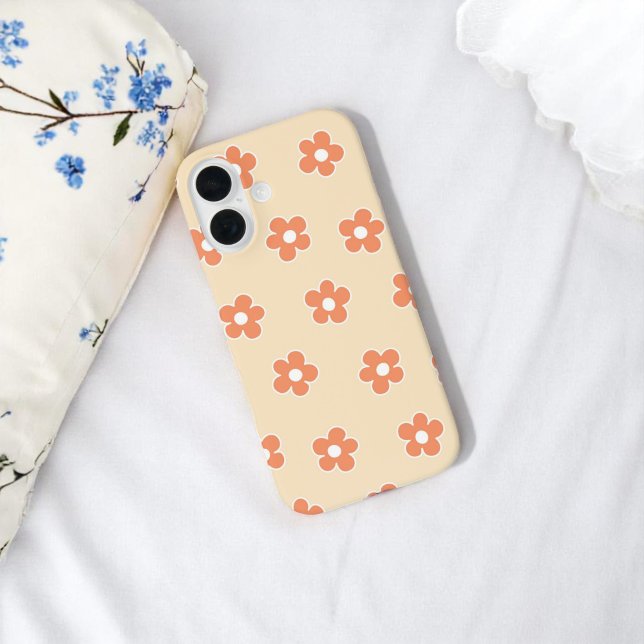 Retro Peach Floral  Whimsical Preppy Hippie Spring Case-Mate iPhone Case (Creator Uploaded)
