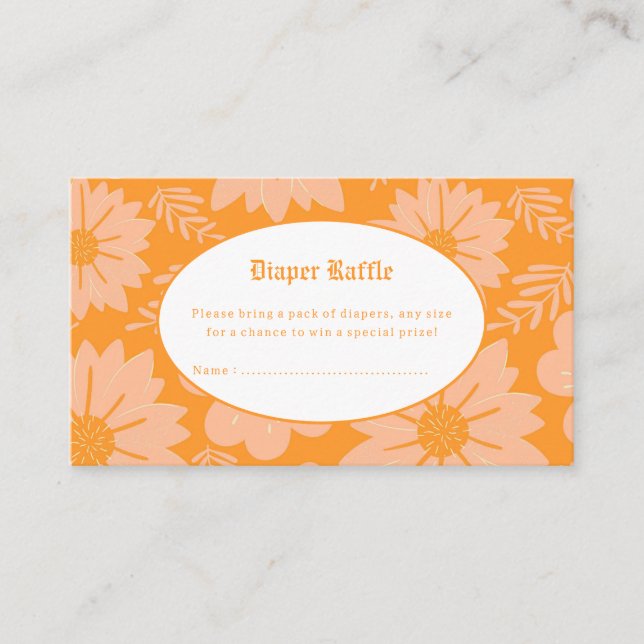 Retro Peach Fuzz Orange Colour Flower Pattern Enclosure Card (Front)