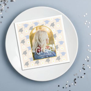 Retro Peach Graduation Napkin