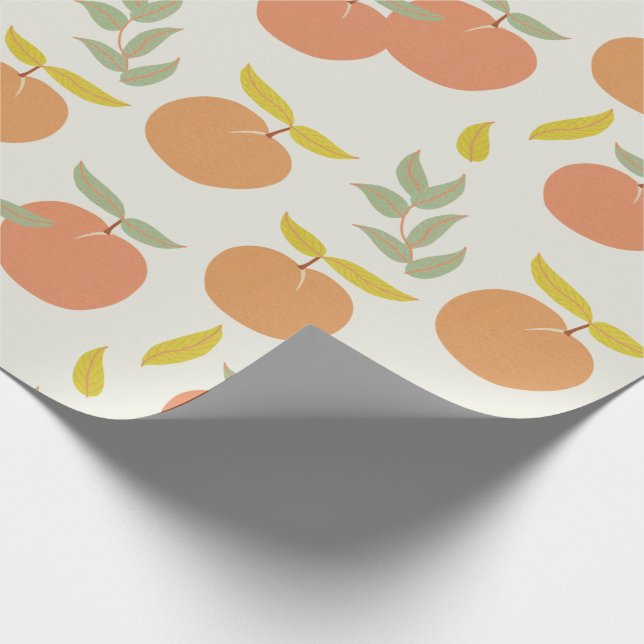 Retro Peach & Leaf Pattern Wrapping Paper (Corner)