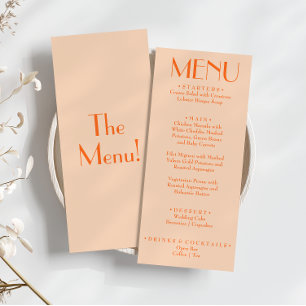 Retro Peach Orange Colourful Bold Unique Wedding Menu