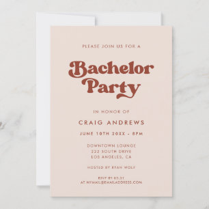 Retro Peach Pink Bachelor Party Invitation