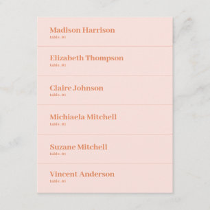 Retro Peach Pink Orange Wedding Place Card DIY