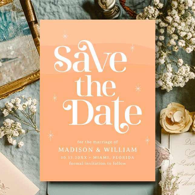 Retro Peach Wedding Save the Date Invitation (Creator Uploaded)