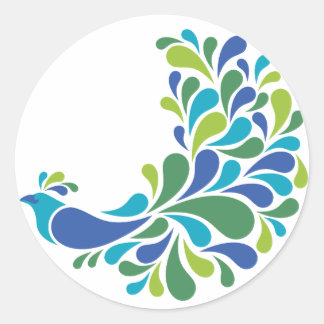 Retro Peacock Classic Round Sticker
