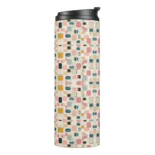Retro Pebble & Pod   Abstract Geometric Pattern Thermal Tumbler