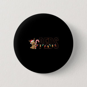 Retro Pediatrics Christmas Lights Reindeer Peds Nu 6 Cm Round Badge
