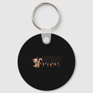 Retro Pediatrics Christmas Lights Reindeer Peds Nu Key Ring
