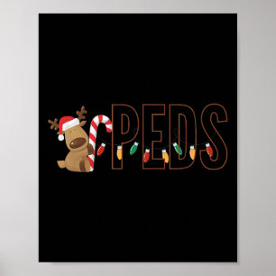 Retro Pediatrics Christmas Lights Reindeer Peds Nu Poster
