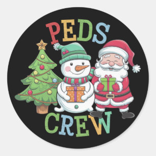 Retro Peds Crew Christmas Paediatrics Nurse Nursin Classic Round Sticker