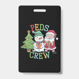 Retro Peds Crew Christmas Paediatrics Nurse Nursin ID Badge