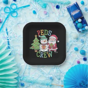 Retro Peds Crew Christmas Paediatrics Nurse Nursin Paper Plate