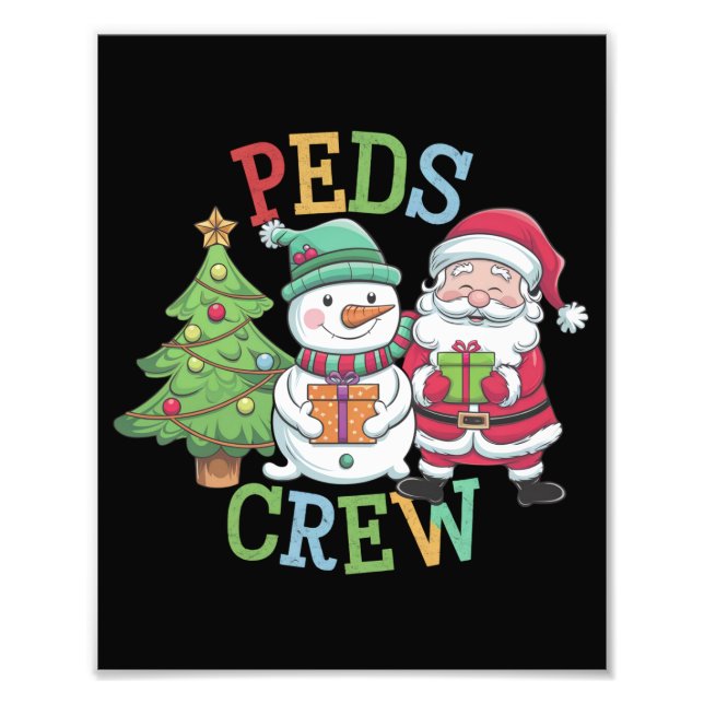 Retro Peds Crew Christmas Paediatrics Nurse Nursin Photo Print (Front)