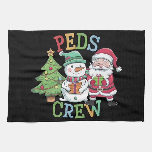 Retro Peds Crew Christmas Paediatrics Nurse Nursin Tea Towel (Horizontal)