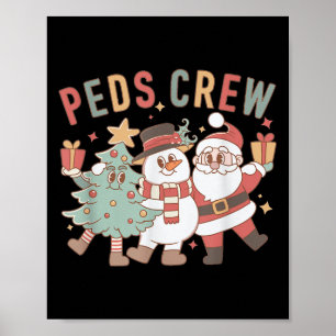 Retro Peds Crew Christmas Pediatric Nurse Nursing  Poster