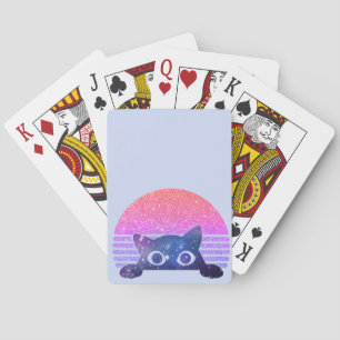 Retro Peeking Cute Cat Playing Cards