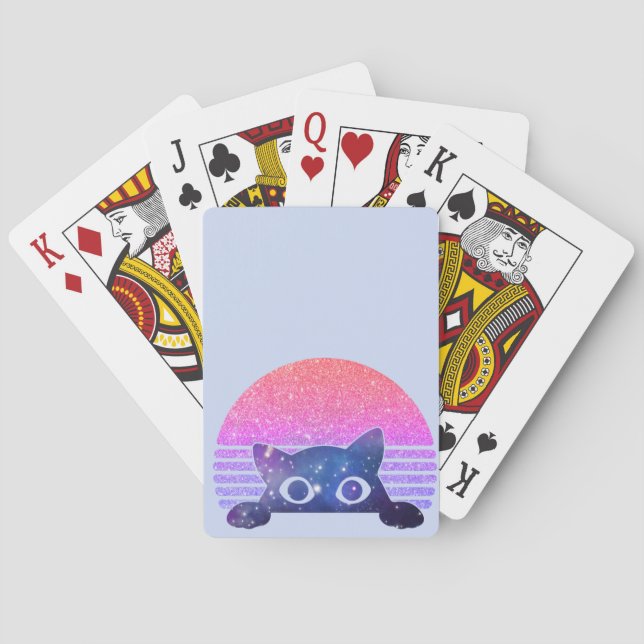 Retro Peeking Cute Cat Playing Cards (Back)